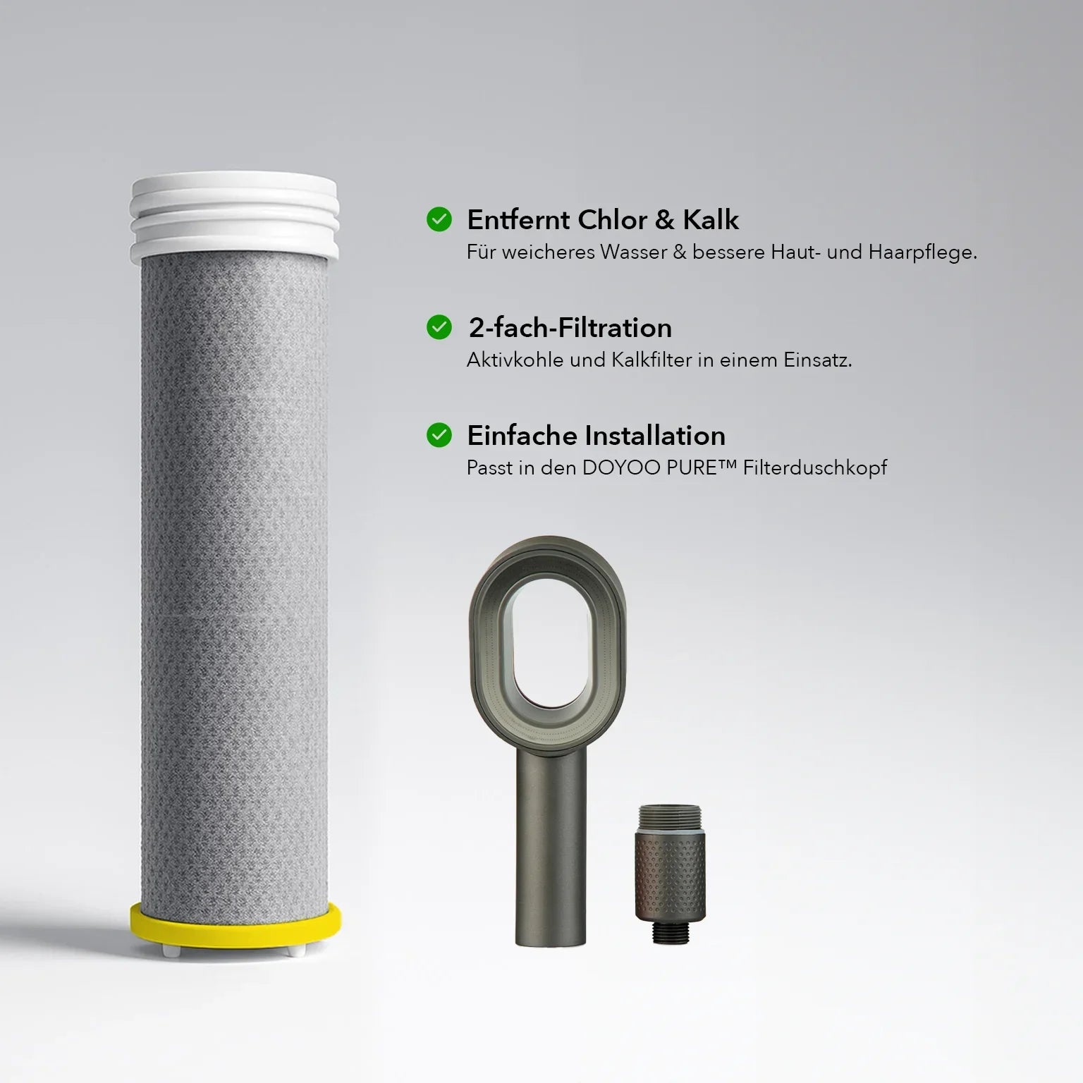 High End Kalk- + Aktivkohlefilter - Rholy Pure Skin Filterduschkopf