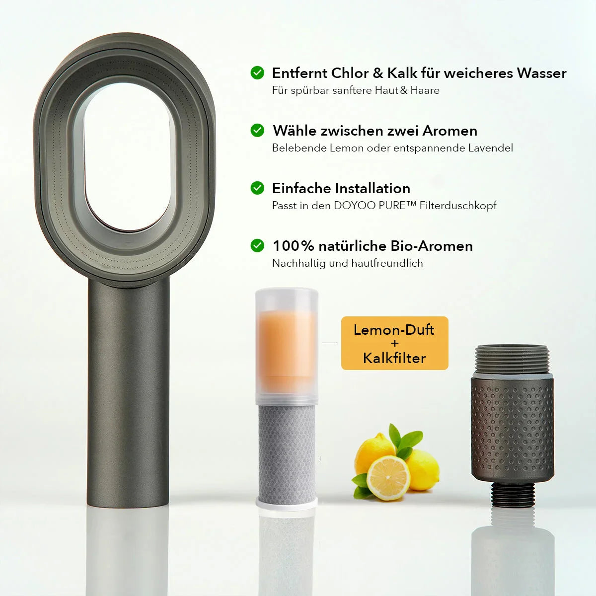 High End Aroma + Vitamin C + Kalk- und Aktivkohlefilter - Rholy Pure Skin Filterduschkopf